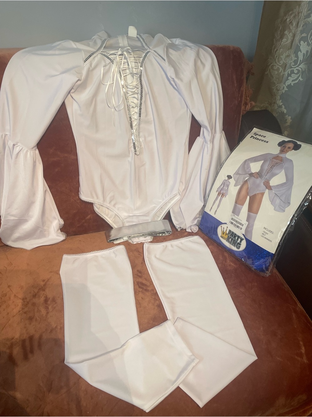 White Space Princess Lace-Up Bodysuit & Leggings Set